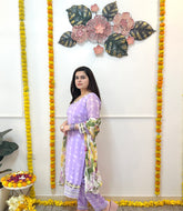 Lilac hand embroidered suit set - kasumi.in